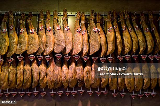 legs of ham, toledo, spain - animal leg stock pictures, royalty-free photos & images