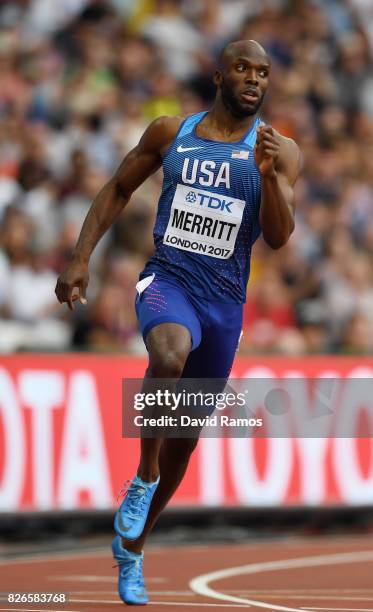 Shawn Marritt of The United States competes in the Men's 400 metres during day two of the 16th IAAF World Athletics Championships London 2017 at The...