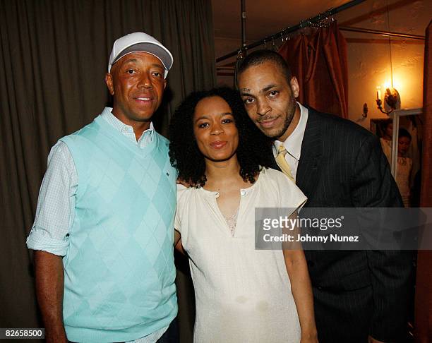 Russell Simmons, Shon Simmons and Jamel Simmons attend the Lolli by Reincarnation Fashion Cocktail Presentation at 85 Stanton on September 3, 2008 in...