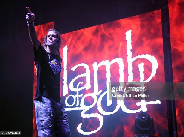 Singer Randy Blythe of Lamb of God performs at The Joint inside the Hard Rock Hotel & Casino on August 4, 2017 in Las Vegas, Nevada.