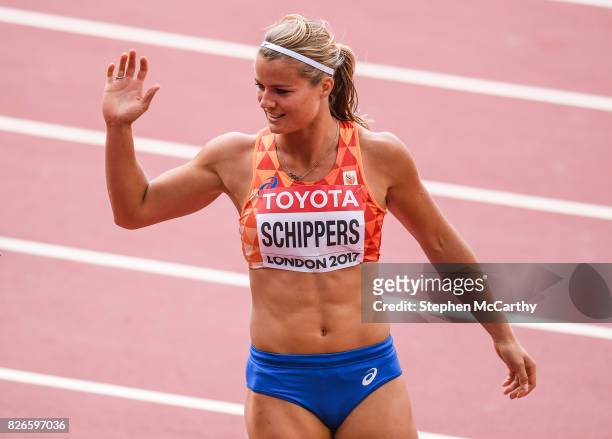 London , United Kingdom - 5 August 2017; Dafne Schippers of the Netherlands following her heat of the Women's 100m event during day two of the 16th...