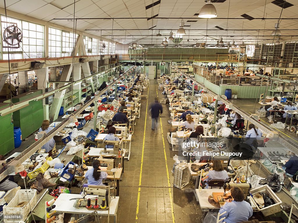 People working in a shoe factory