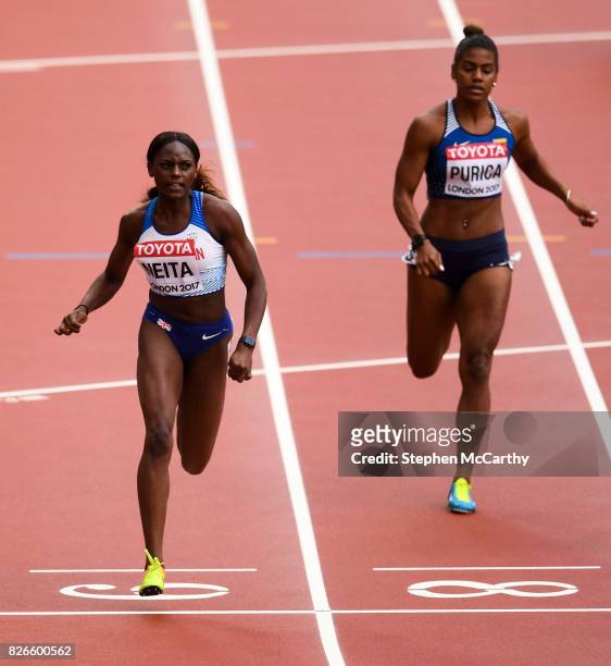 London , United Kingdom - 5 August 2017; Daryll Neita of Great Britain on her way to winning her heat of the Women's 100m event during day two of the...