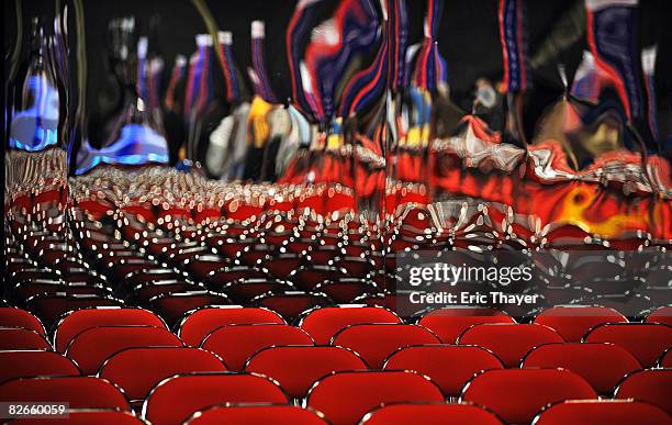 Empty chairs await the delegates on the floor on day four of the Republican National Convention at the Xcel Energy Center on September 4, 2008 in St....