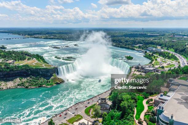 niagara falls aerial view - niagara falls city new york state stock pictures, royalty-free photos & images