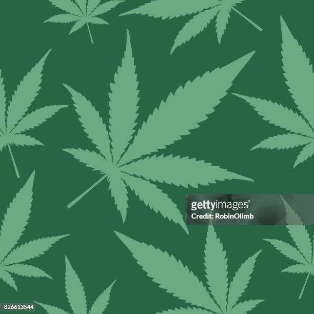 stockillustraties, clipart, cartoons en iconen met groene marihuana naadloze patroon - marijuana leaf
