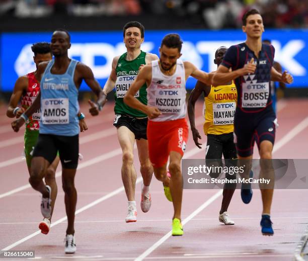 London , United Kingdom - 5 August 2017; Mark English of Ireland approaches the finish line during round 1 of the Men's 800m event during day two of...
