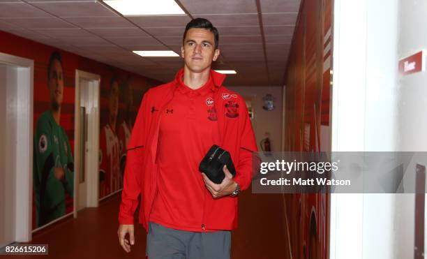 Florin Gardos arrives prior to the pre-season friendly between Southampton FC and Sevilla at St. Mary's Stadium on August 5, 2017 in Southampton,...