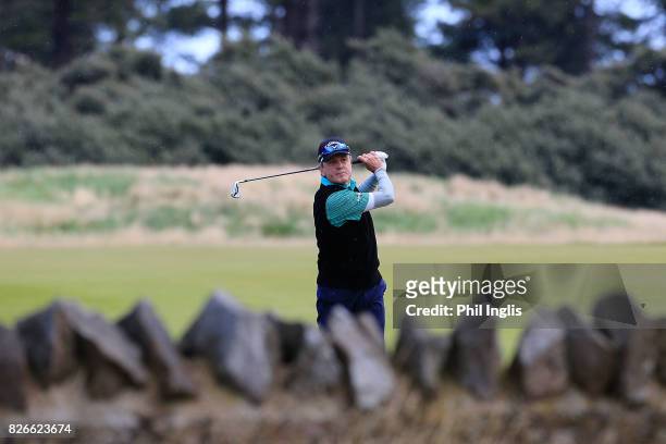 Mark McNulty of Ireland in action during the second round of the Scottish Senior Open at The Renaissance Club on August 5, 2017 in North Berwick,...