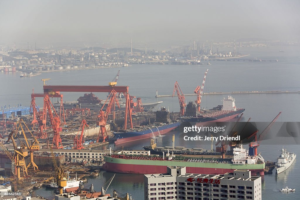 Elevated view of the port & shipyard