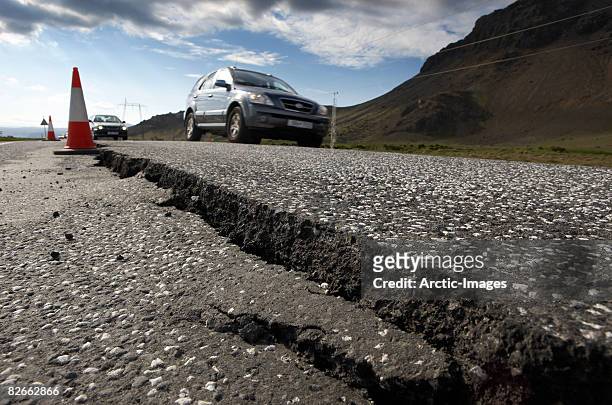 cracks in road from earthquake - earthquake stock pictures, royalty-free photos & images
