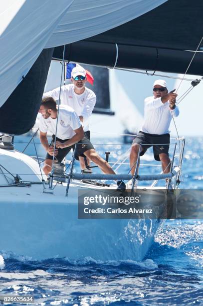 King Felipe VI of Spain competes on board of Aifos during the 36th Copa Del Rey Mafre Sailing Cup on August 5, 2017 in Palma de Mallorca, Spain.