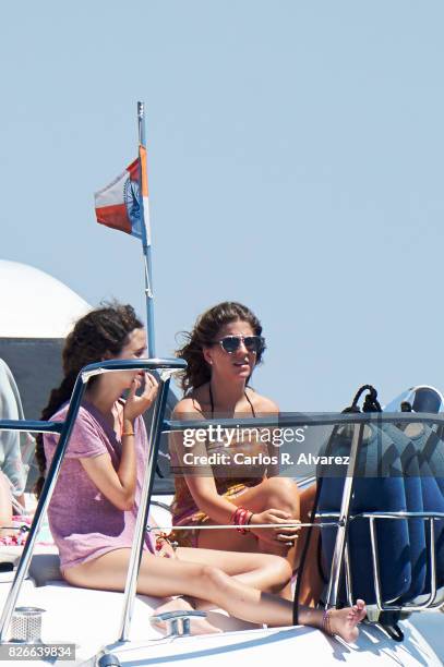 Victoria Federica de Marichalar y Borbon and Mar Torres are seen during the 36th Copa Del Rey Mafre Sailing Cup on August 5, 2017 in Palma de...