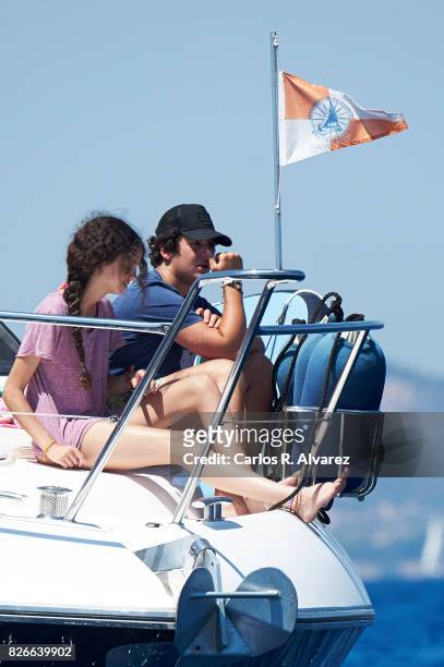 Felipe Juan Froilan de Marichalar y Borbon and sister Victoria Federica de Marichalar y Borbon are seen during the 36th Copa Del Rey Mafre Sailing...