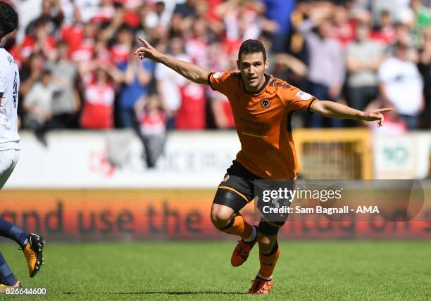 Leo Bonatini of Wolverhampton Wanderers celebrates after scoring a goal to make it 1-0 during the Sky Bet Championship match between Wolverhampton...