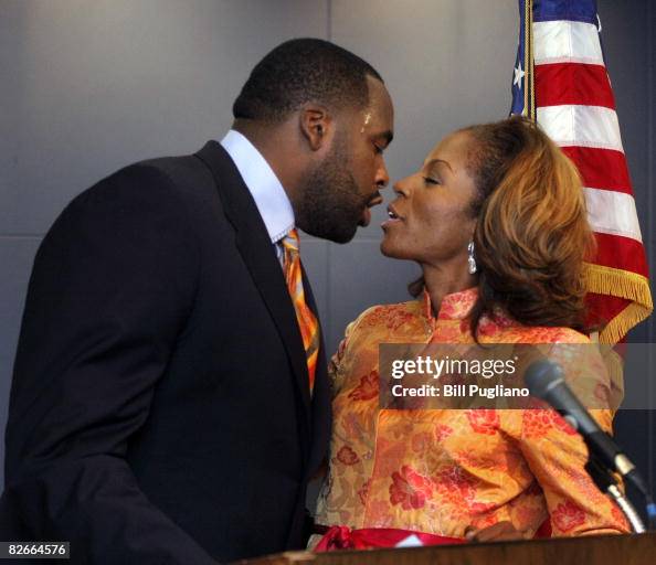 Roderick Kilpatrick Detroit Mayor Kwame Kilpatrick kisses his wife Carlita after reading ...