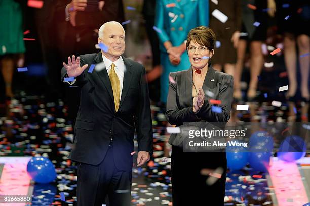 Republican U.S presidential nominee U.S. Sen. John McCain stands on stage with Republican U.S vice-presidential nominee Alaska Gov. Sarah Palin on...