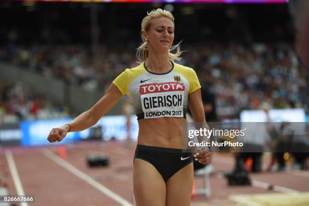 Kristin GIERISCH, Germany, at triple jump preliminary heat at London Stadium in London on August 5, 2017 at the 2017 IAAF World Championships...