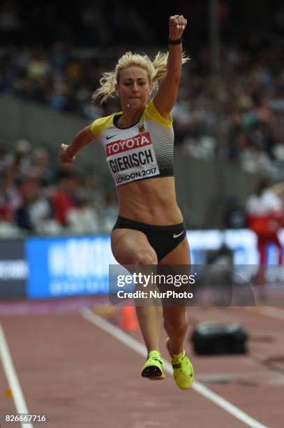 Kristin GIERISCH, Germany, at triple jump preliminary heat at London Stadium in London on August 5, 2017 at the 2017 IAAF World Championships...