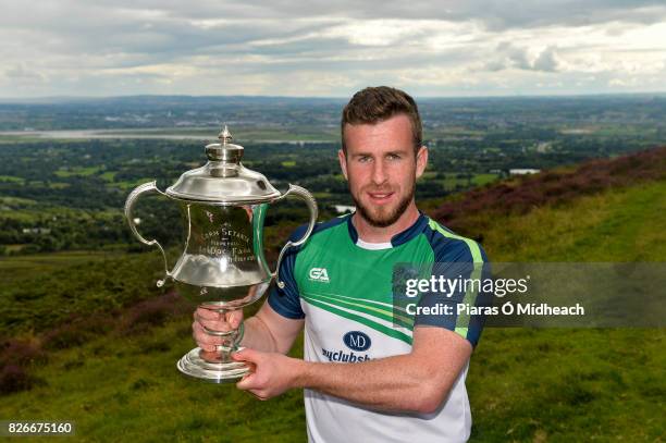 Louth , Ireland - 5 August 2017; Tadhg Haran of Galway with Corn Setanta after winning the Senior Hurling event during the 2017 M Donnelly GAA...