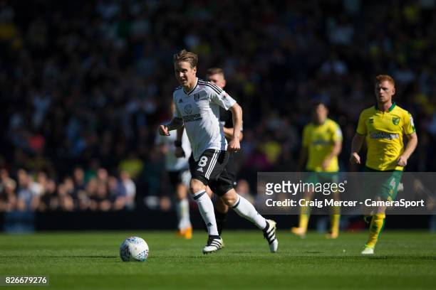 Fulham's Stefan Johansen in action during the Sky Bet Championship match between Fulham and Norwich City at Craven Cottage on August 5, 2017 in...