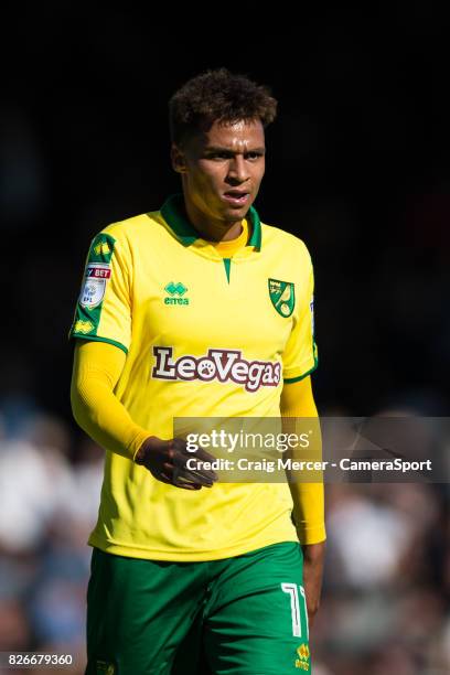 Norwich City's Josh Murphy during the Sky Bet Championship match between Fulham and Norwich City at Craven Cottage on August 5, 2017 in London,...
