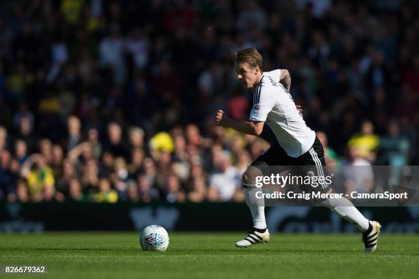 Fulham's Stefan Johansen in action during the Sky Bet Championship match between Fulham and Norwich City at Craven Cottage on August 5, 2017 in...