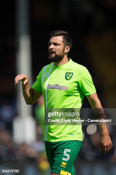 Norwich City's Russell Martin during the Sky Bet Championship match between Fulham and Norwich City at Craven Cottage on August 5, 2017 in London,...