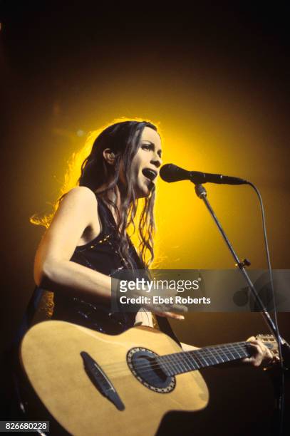 Alanis Morissette performing at the Hammerstein Ballroom in New York City on October 22, 1998.