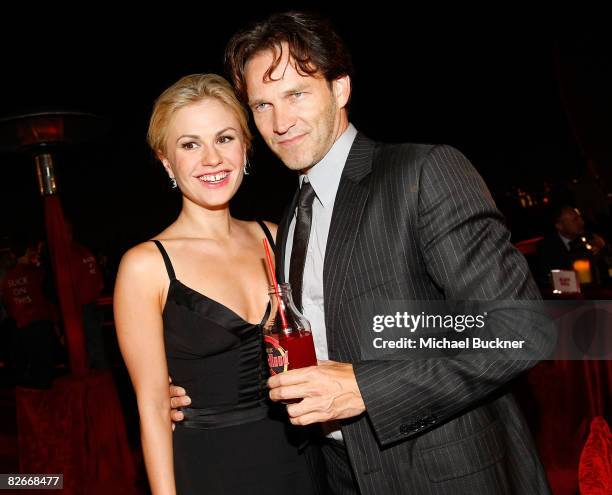Actress Anna Paquin and actor Stephen Moyer attend the after party for the Los Angeles premiere of HBO's series "True Blood" at the Cinerama Dome on...