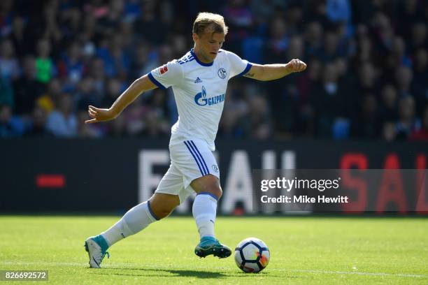 Johannes Geis of Schalke in action during a Pre Season Friendly between Crystal Palace and FC Schalke 04 at Selhurst Park on August 5, 2017 in...