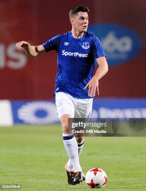 Michael Keane reacts during the UEFA Europa League Qualifier between MFK Ruzomberok and Everton on August 3, 2017 in Ruzomberok, Slovakia.