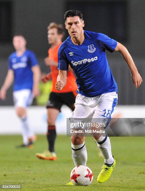 Gareth Barry reacts during the UEFA Europa League Qualifier between MFK Ruzomberok and Everton on August 3, 2017 in Ruzomberok, Slovakia.