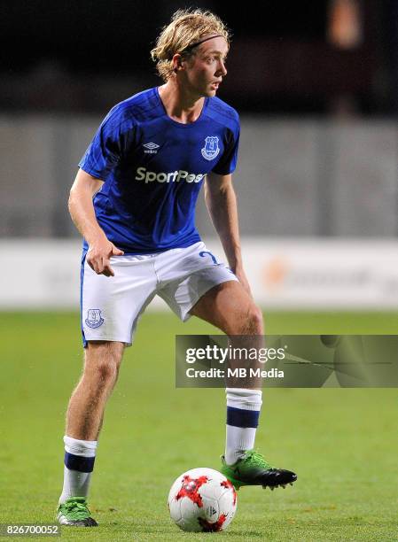 Tom Davies reacts during the UEFA Europa League Qualifier between MFK Ruzomberok and Everton on August 3, 2017 in Ruzomberok, Slovakia.