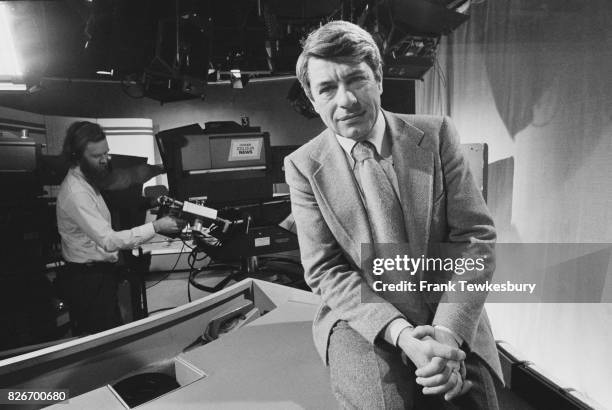 French journalist Roger Gicquel at the BBC TV News studio, 23rd February 1978.