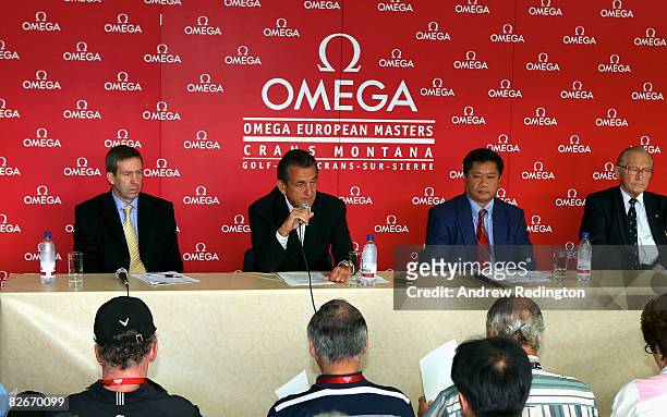 Keith Waters ; Stephen Urquhart ; Kyi Hla Han and Gaston Barras talk to the media during a press conference to announce that The Omega European...