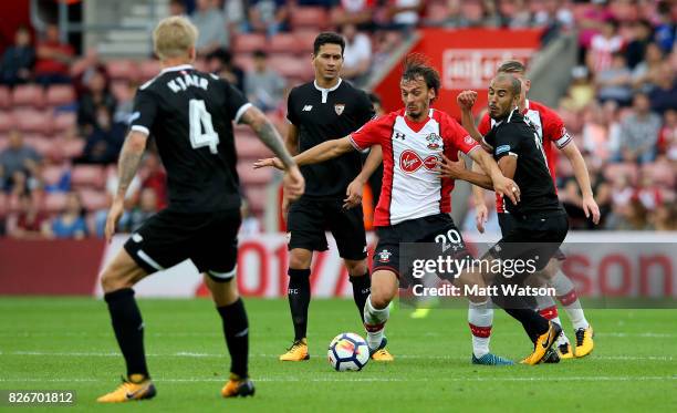 Southampton FC's Manolo Gabbiadini during the pre-season friendly between Southampton FC and Sevilla at St. Mary's Stadium on August 5, 2017 in...