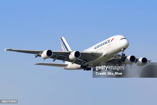 air france a380 aircraft - air france stock pictures, royalty-free photos & images