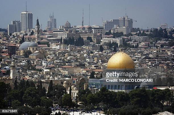 Picture shows the skyline of Jerusalem with the Dome of the Rock mosque, at the Al-Aqsa mosque compound in the city?s old city, where thousands of...