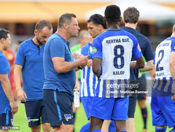 Coach Pal Dardai and Salomon Kalou of Hertha BSC during the test match between Hertha BSC and Galatasaray Istanbul on august 5, 2017 in Kapfenberg,...