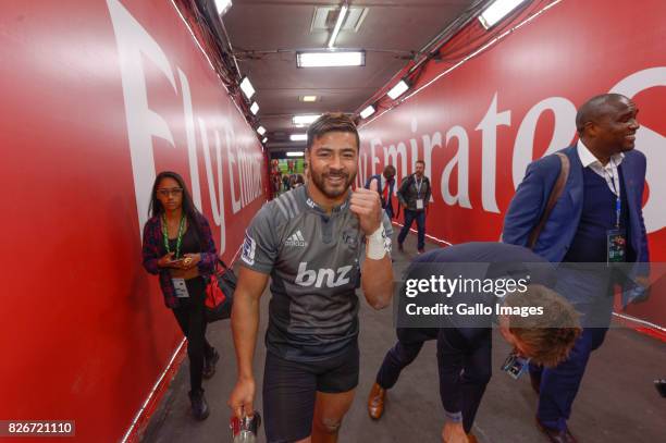 Richie Moâunga of the Crusaders during the Super Rugby Final match between Emirates Lions and Crusaders at Emirates Airline Park on August 05, 2017...