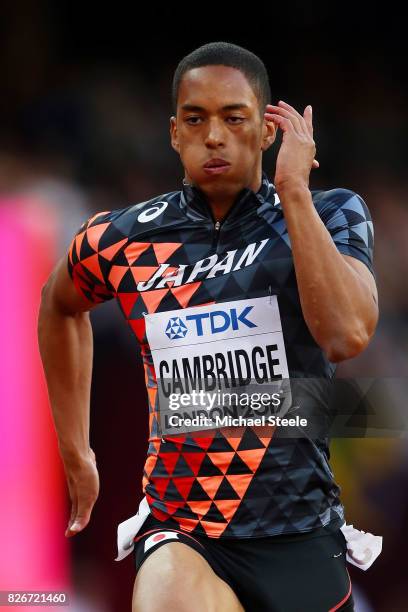 Aska Cambridge of Japan competes in the Men's 100 metres semi-finals during day two of the 16th IAAF World Athletics Championships London 2017 at The...