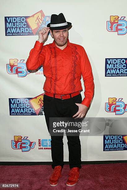 Perez Hilton arrives at the MTV TR3s Pre-VMA Party held at Level 3 on September 4, 2008 in Hollywood, California.