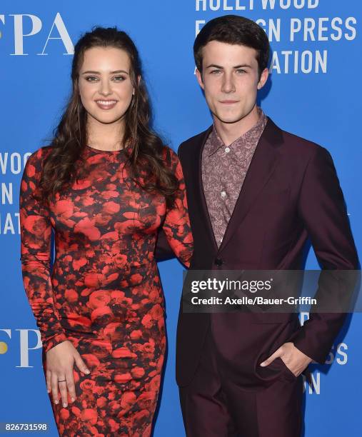 Actors Katherine Langford and Dylan Minnette arrive at the Hollywood Foreign Press Association's Grants Banquet at the Beverly Wilshire Four Seasons...