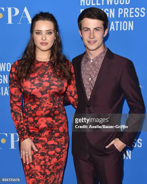 Actors Katherine Langford and Dylan Minnette arrive at the Hollywood Foreign Press Association's Grants Banquet at the Beverly Wilshire Four Seasons...