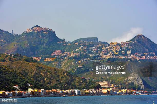 giardini naxos taormina - naxos sicily stock pictures, royalty-free photos & images