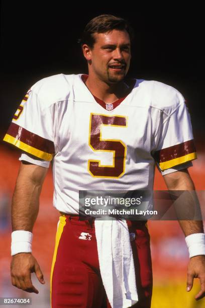 Heath Shuler of the Washington Redskins before a NFL football game against the Indianapolis Colts on October 27, 1996 at RFK Stadium in Washington...