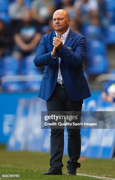 Deportivo de La Coruna manager Pepe Mel reacts during the Pre Season Friendly match between Deportivo de La Coru?a and West Bromwich Albion at Riazor...