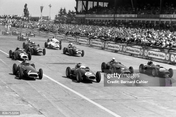 Juan Manuel Fangio, Mike Hawthorn, Jean Behra, Peter Collins, Maserati 250F, Ferrari 801, Grand Prix of Germany, Nurburgring, 04 August 1957.