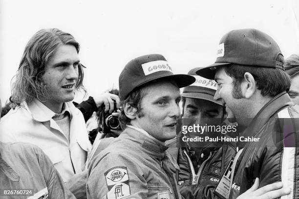 Niki Lauda, Bernard Cahier, Ed Alexander, Grand Prix of Spain, Jarama, 28 April 1974.